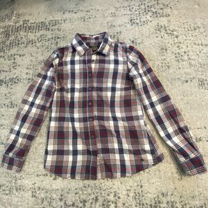 Noble Outfitters Shirt Womens Large Red Blue Plaid Button Front Flannel Top